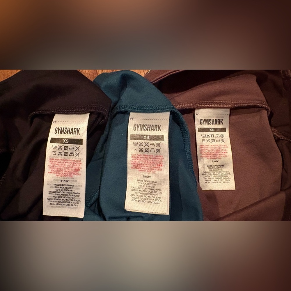 Gymshark lot of 3 Training Leggings 7/8 length Size XS Teal Black Brown - Picture 5 of 5